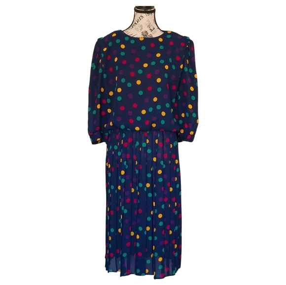 Vintage 80s Polka Dot Dress — playful retro - Picture 1 of 5